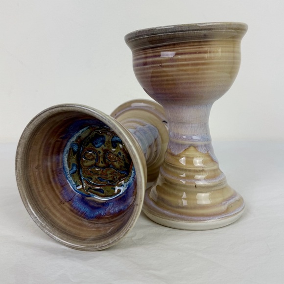 Ceramic Handmade Face Goblet Cups (set of 2) - Picture 1 of 10